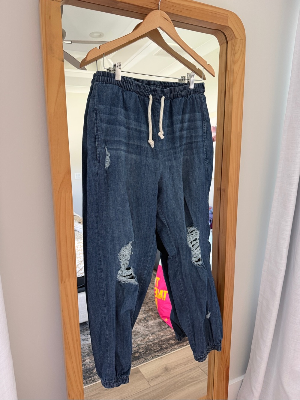 Electric & Rose Distressed Denim Jogger Pants Blue Size M